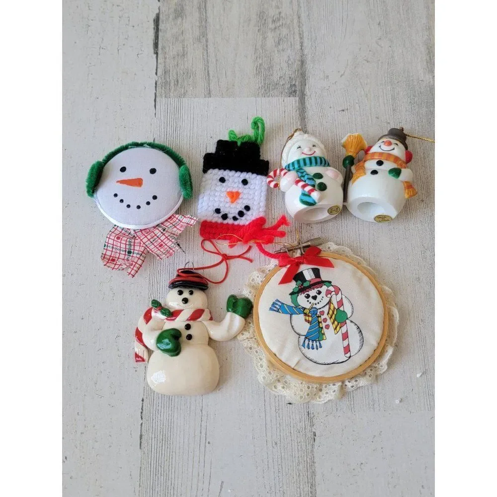 Unique snowman broom face set ornament‎ Xmas snow